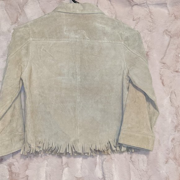 EUC - GYMBOREE CUTEST COWGIRL KHAKI SUEDE LEATHER JACKET Size 5-6 (s) - Picture 3 of 7